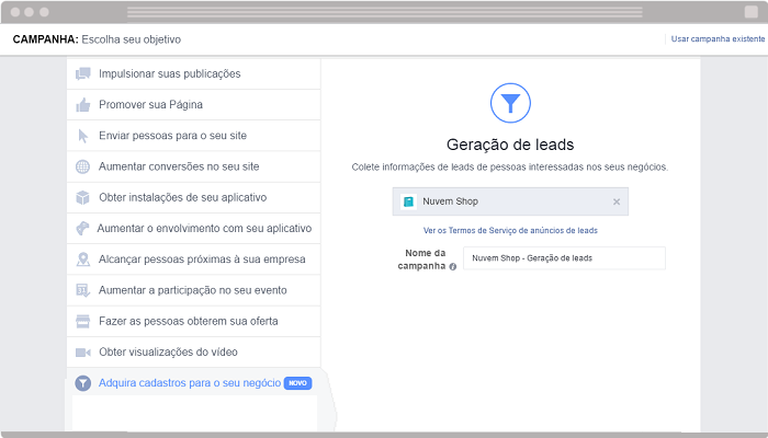 Anúncio Adquira cadastros para o seu negócio Facebook